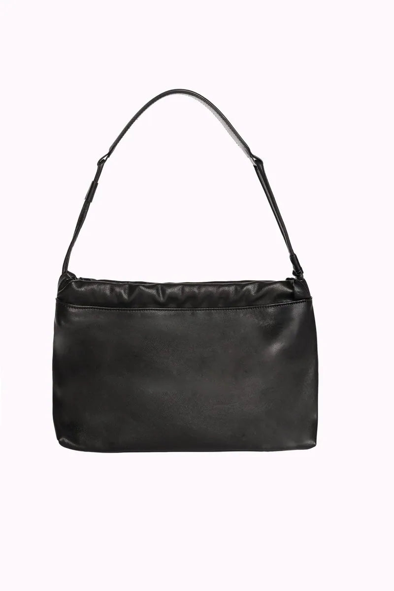 borsa a spalla in finta pelle con coulisse fracomina, nero, foto 2 di 3
