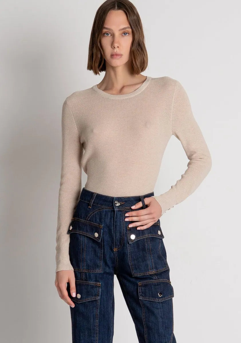 jeans bootcut a vita alta con tasconi fracomina, blu scuro, foto 3 di 4