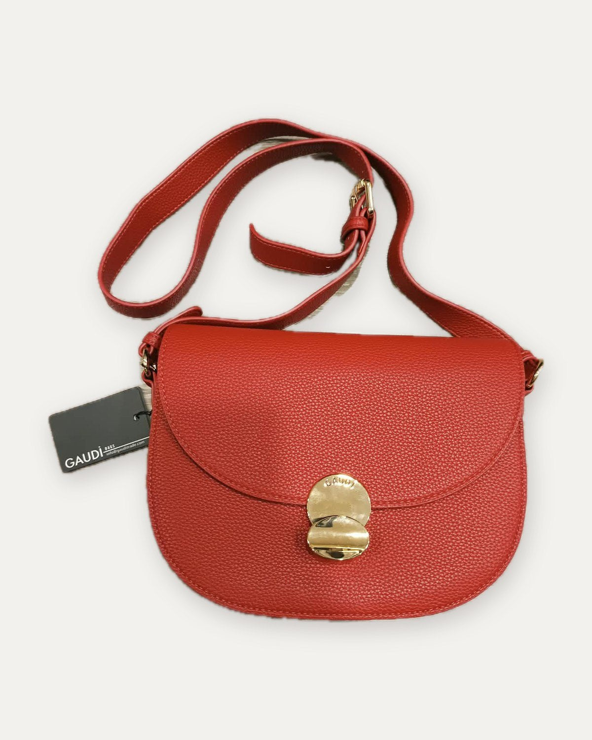 borsa a tracolla con chiusura dorata gaudì, rosso
