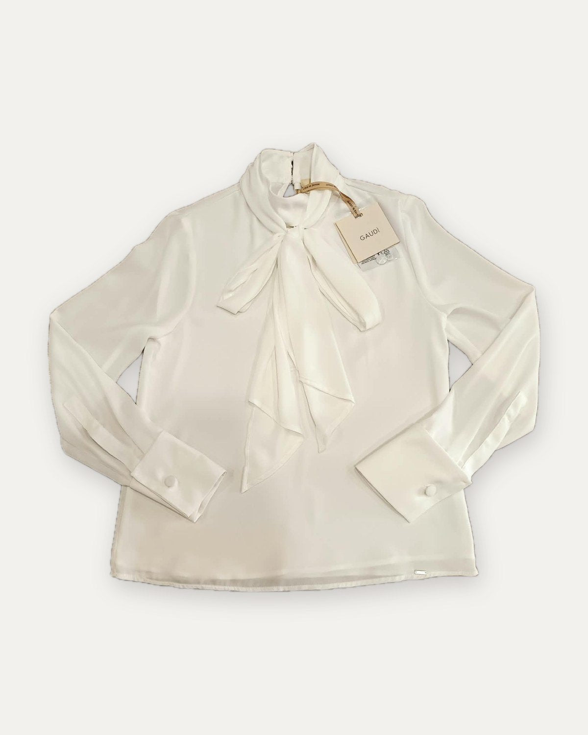 camicia con fiocco al collo gaudì, bianco