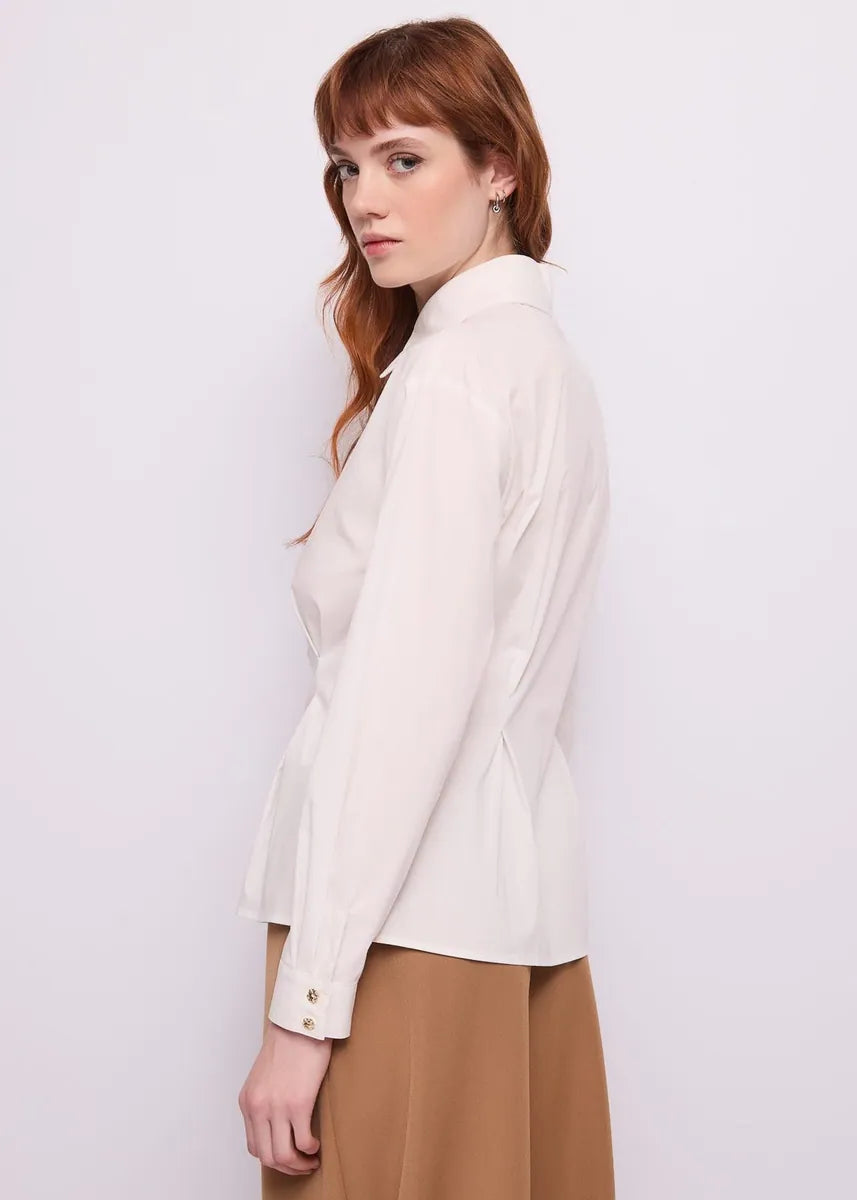 camicia in popeline con bottoni gioiello gaudì, bianco, foto 3 di 4