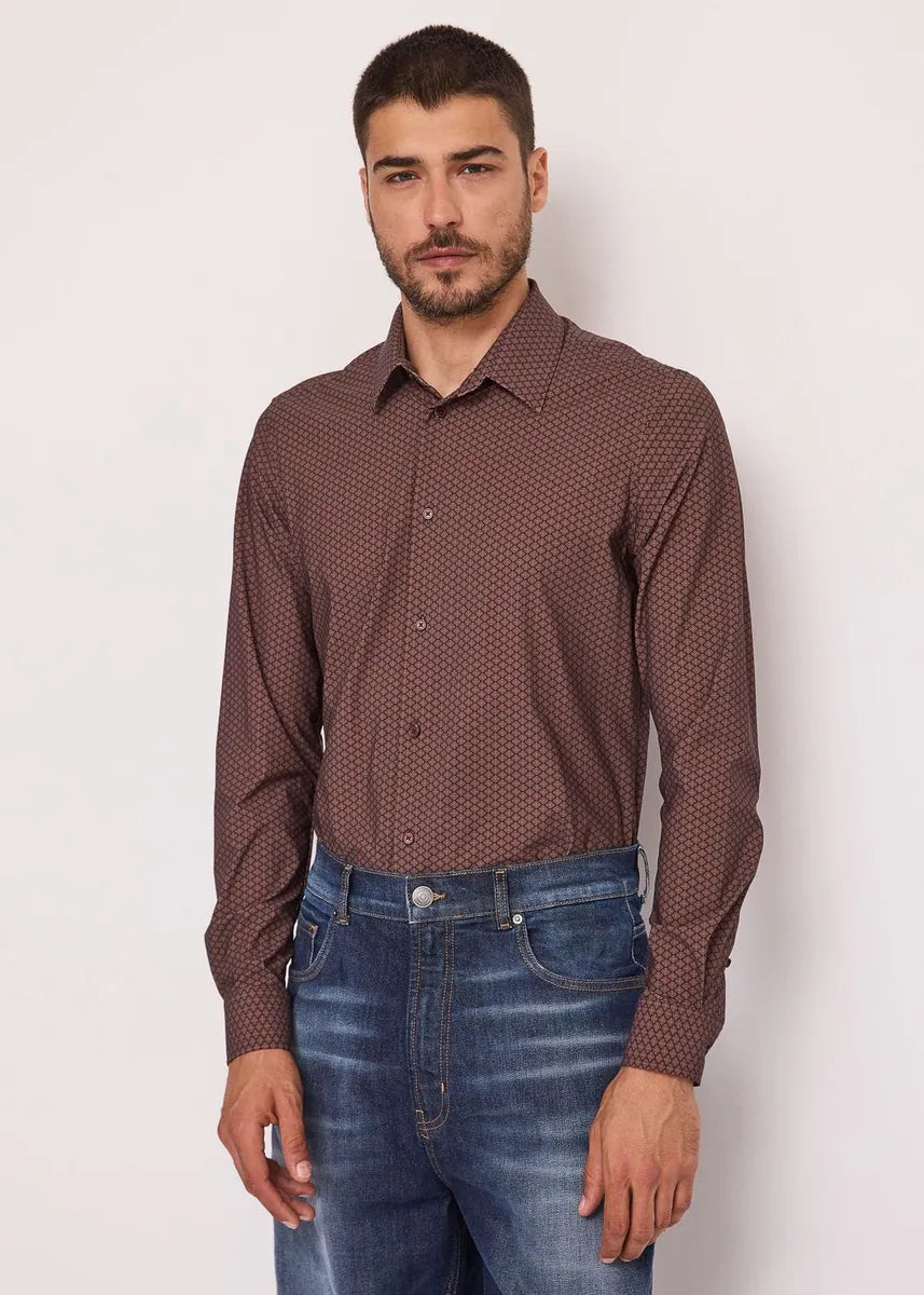 camicia slim fit a maniche lunghe gaudì, marrone, foto 1 di 3