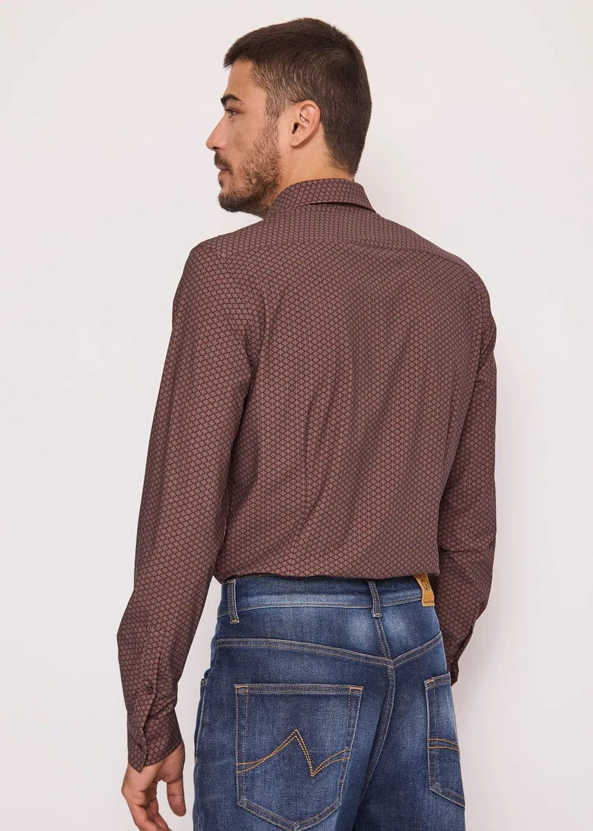 camicia slim fit a maniche lunghe gaudì, marrone, foto 2 di 3
