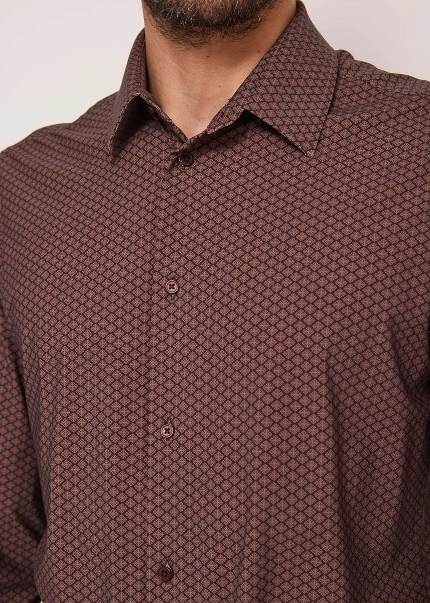 camicia slim fit a maniche lunghe gaudì, marrone, foto 3 di 3