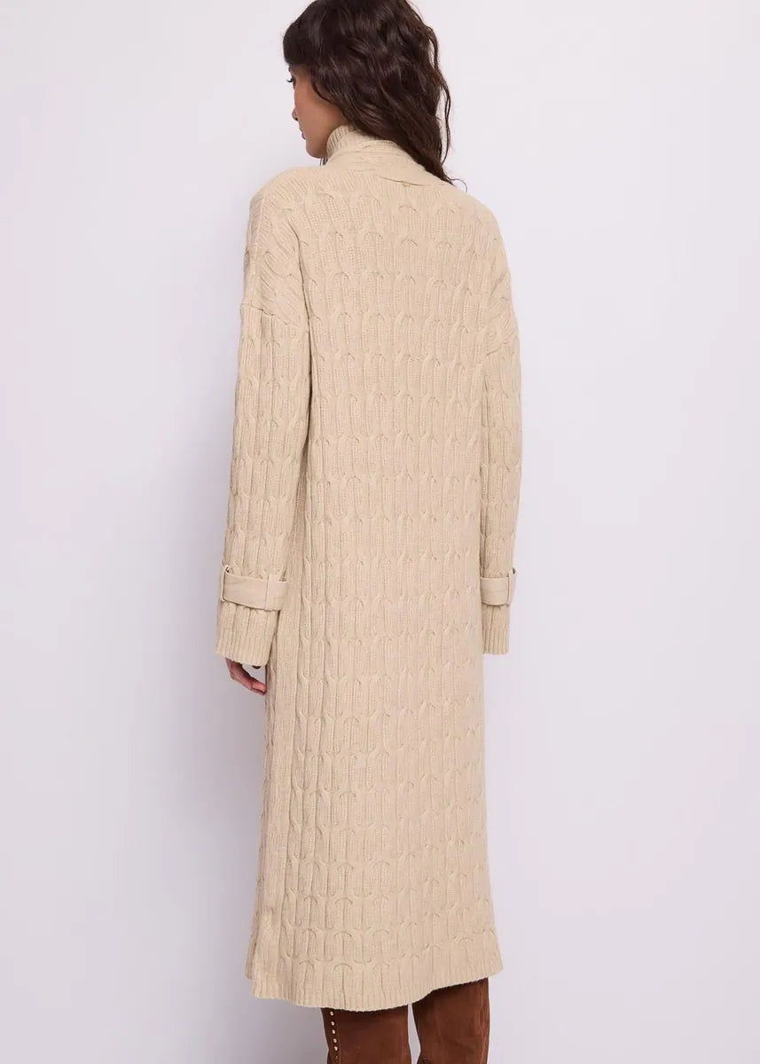 cardigan in maglia a trecce gaudì, naturale, foto 3 di 4
