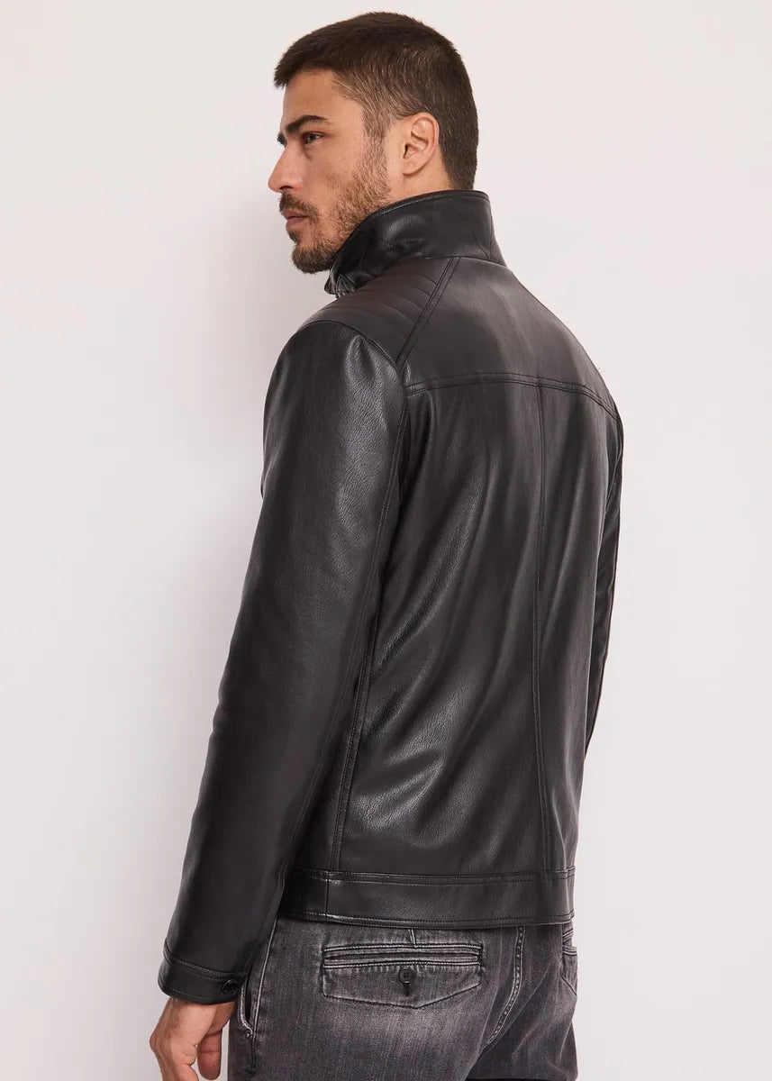 giacca biker con collo alto e zip gaudì, nero, foto 2 di 4