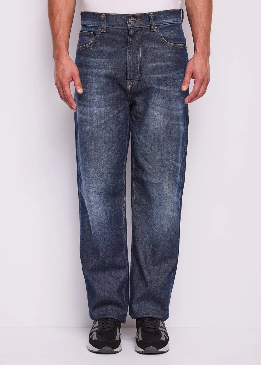 jeans straight fit in cotone vintage gaudì, blu, foto 1 di 4
