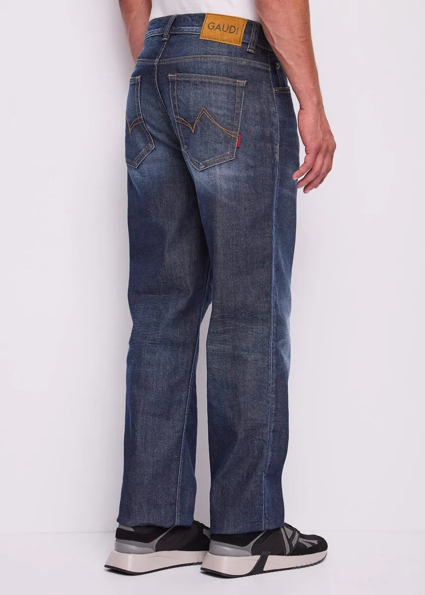 jeans straight fit in cotone vintage gaudì, blu, foto 2 di 4