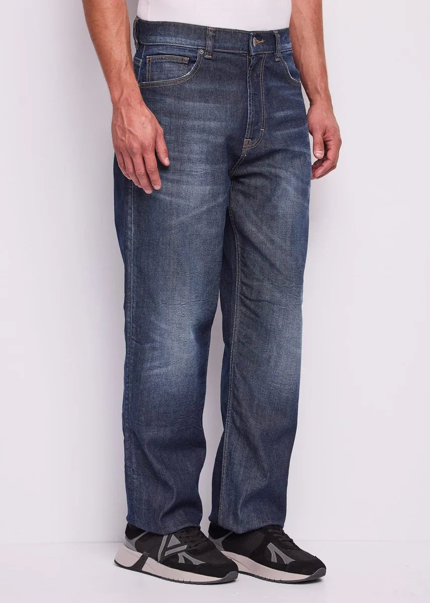 jeans straight fit in cotone vintage gaudì, blu, foto 3 di 4