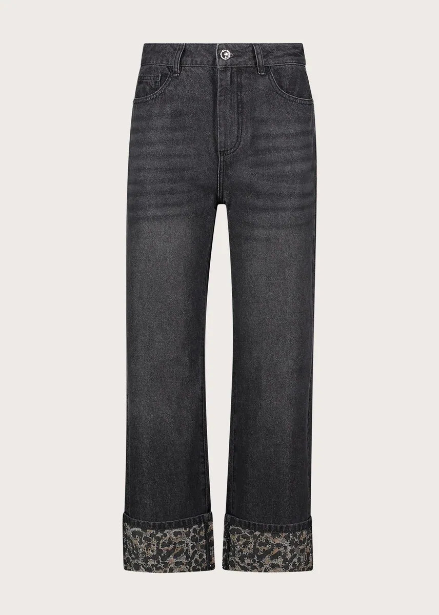 jeans straight con risvolto animalier gaudì, grigio, foto 1 di 4