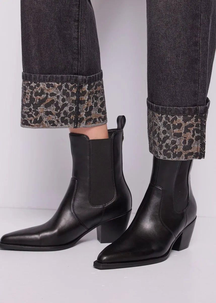 jeans straight con risvolto animalier gaudì, grigio, foto 4 di 4