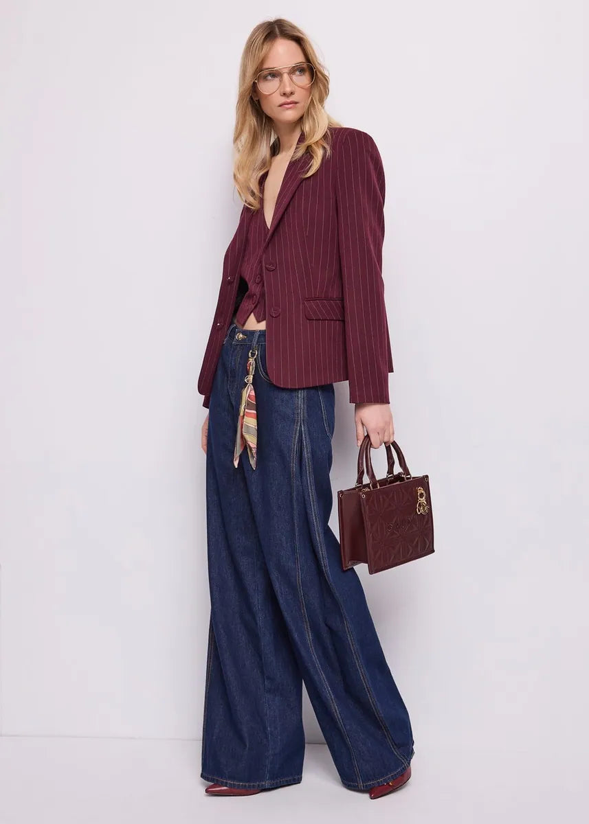 jeans wide leg con foulard gaudì, blu, foto 4 di 4