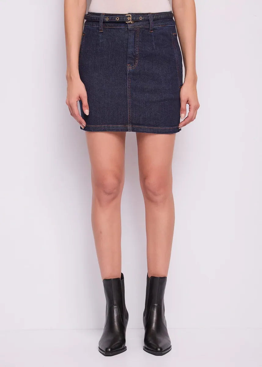 minigonna in denim con cintura gaudì, blu, foto 2 di 4