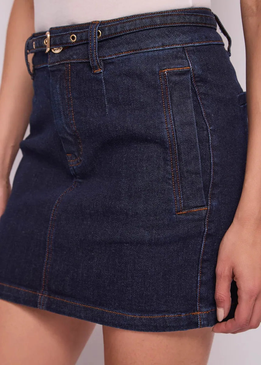 minigonna in denim con cintura gaudì, blu, foto 4 di 4