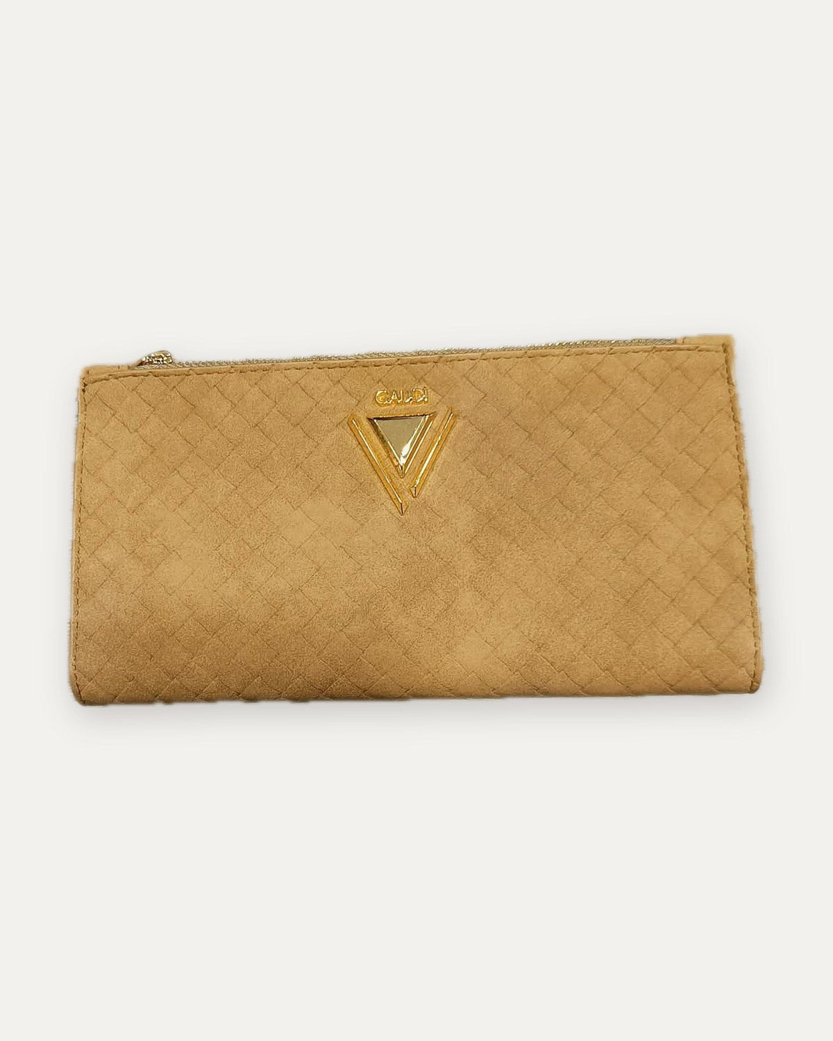 portafoglio scamosciato effetto intrecciato gaudì, beige