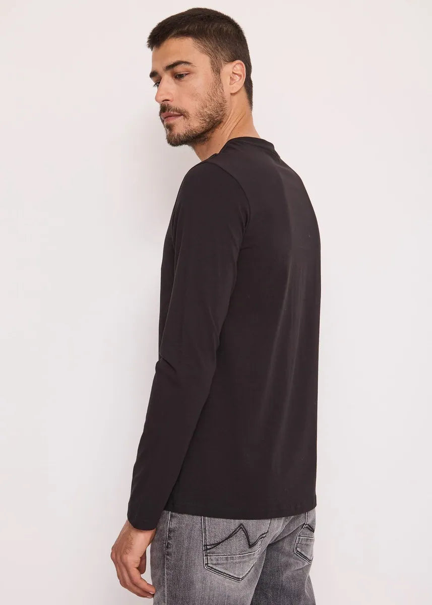 t-shirt girocollo in jersey a maniche lunghe gaudì, nero, foto 2 di 3