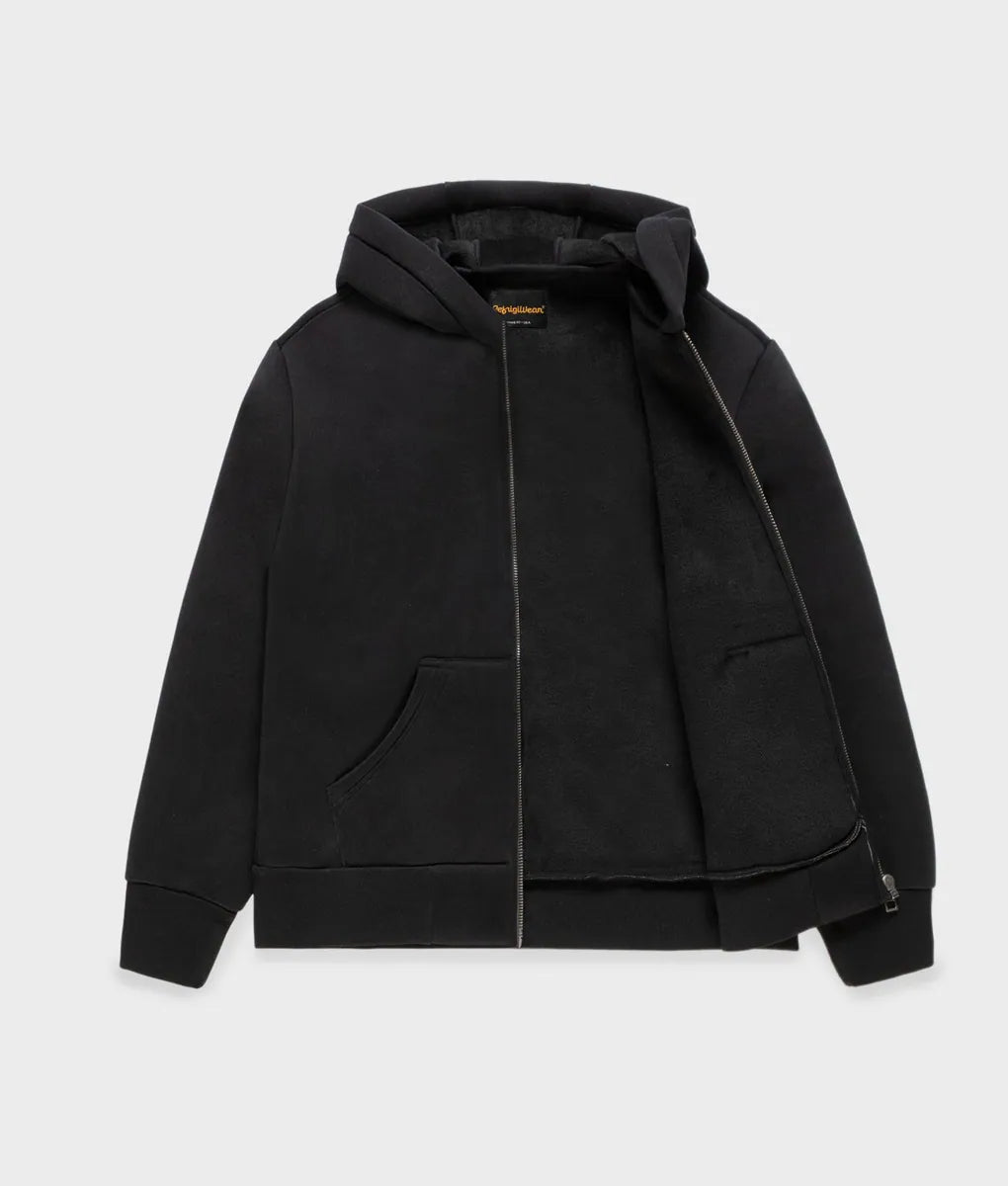 felpa con cappuccio e zip in scuba refrigiwear, nero, foto 2 di 4