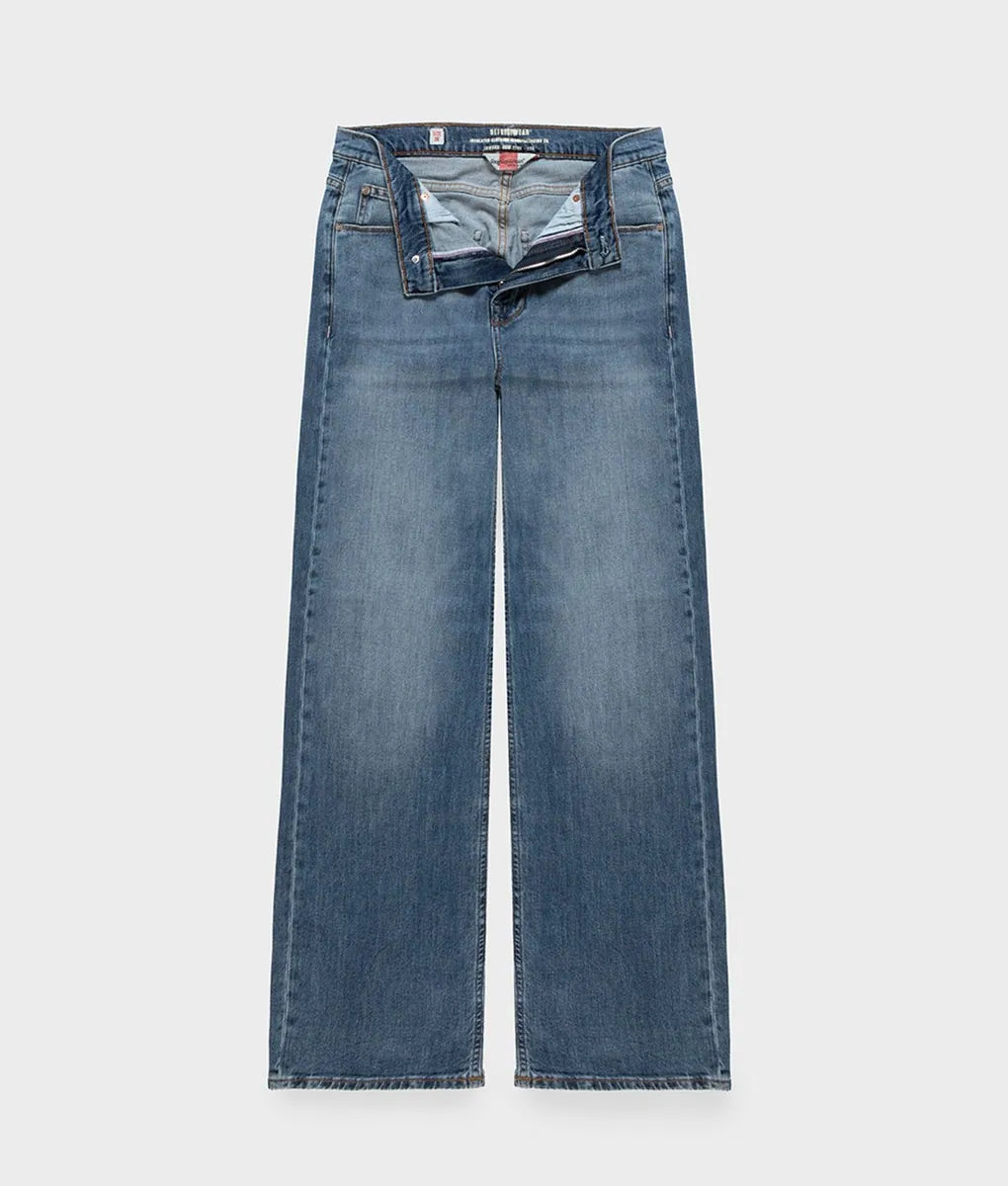 jeans wide leg a vita alta refrigiwear, blu, foto 2 di 4