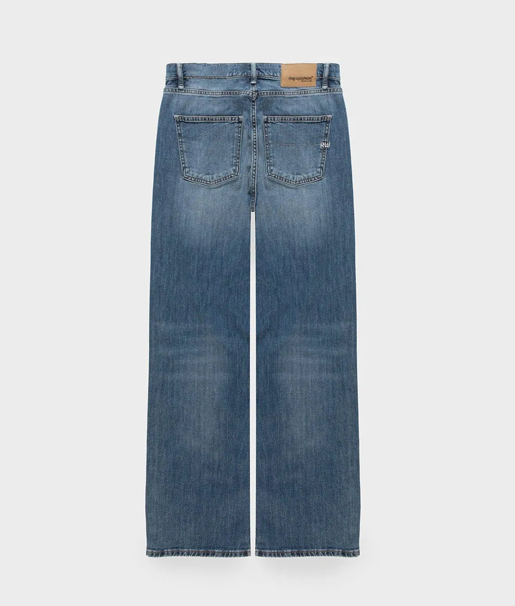 jeans wide leg a vita alta refrigiwear, blu, foto 3 di 4