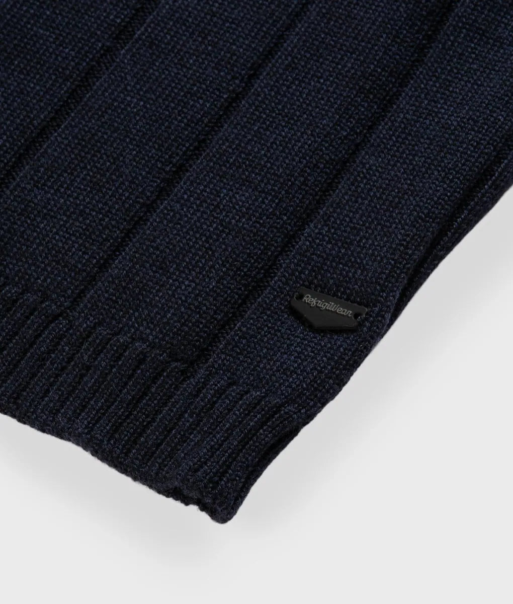 maglione girocollo in lana merino a coste refrigiwear, blu scuro, foto 4 di 4