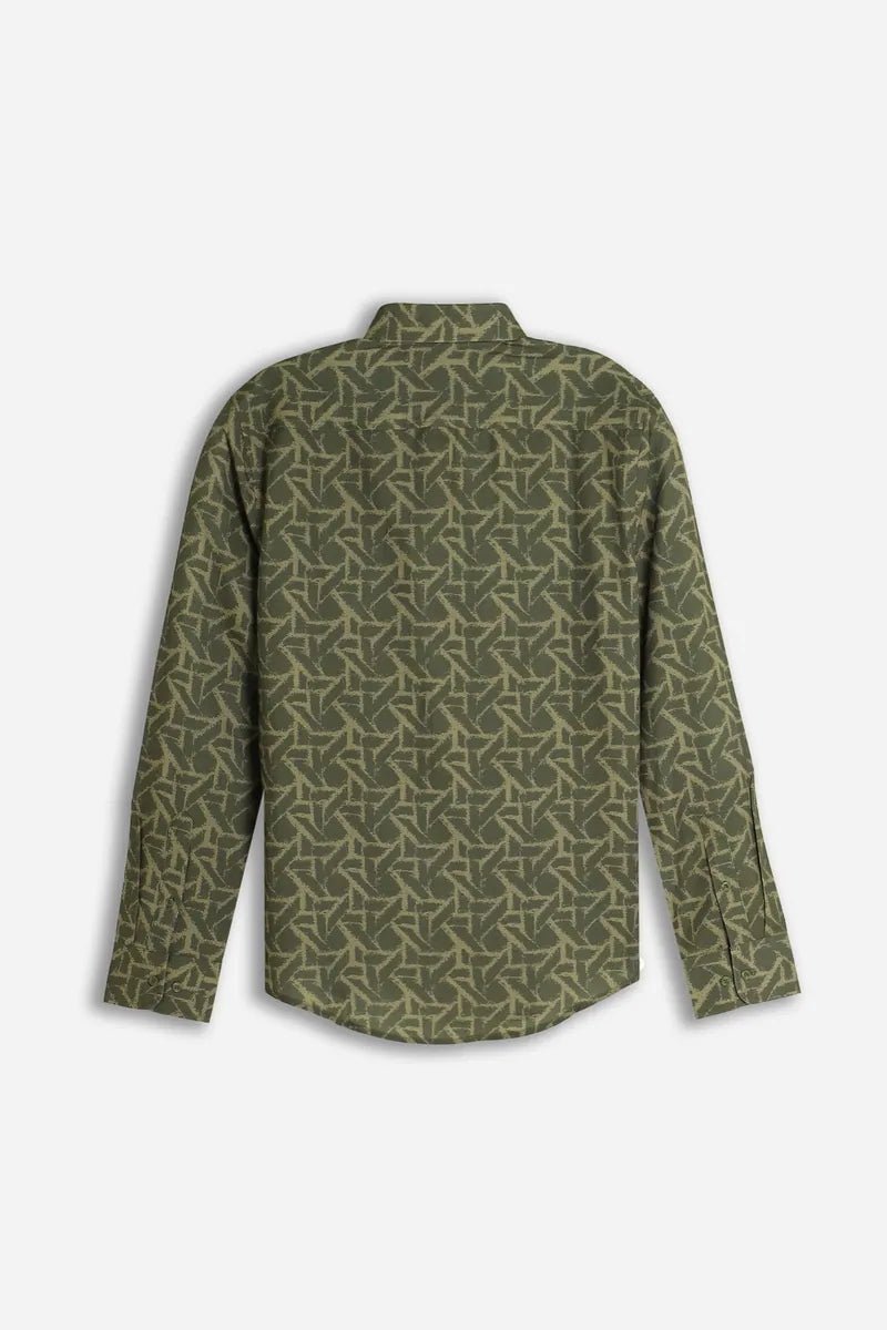 camicia stretch fantasia sonny bono, verde militare, foto 3 di 3