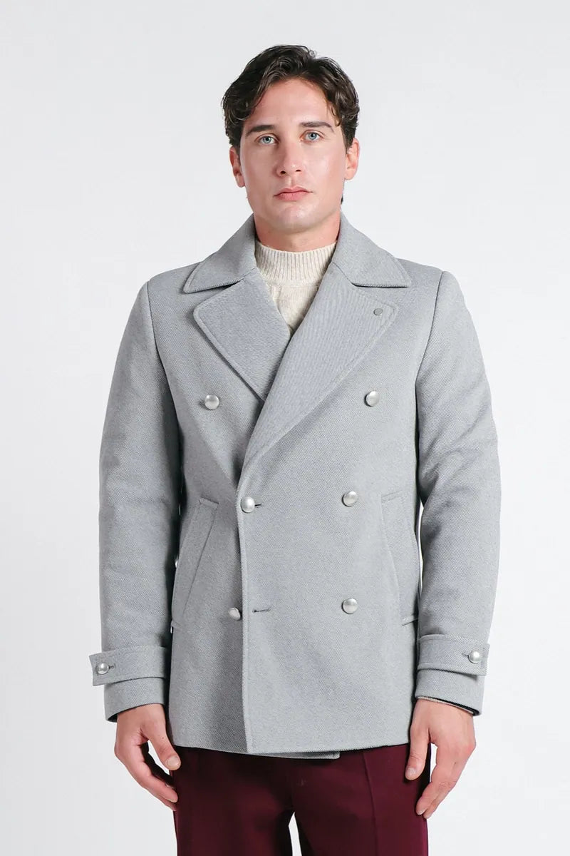 cappotto doppiopetto grigio chiaro sonny bono, grigio chiaro, foto 2 di 4