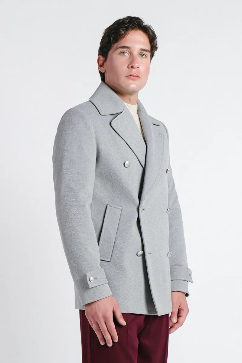 cappotto doppiopetto grigio chiaro sonny bono, grigio chiaro, foto 3 di 4