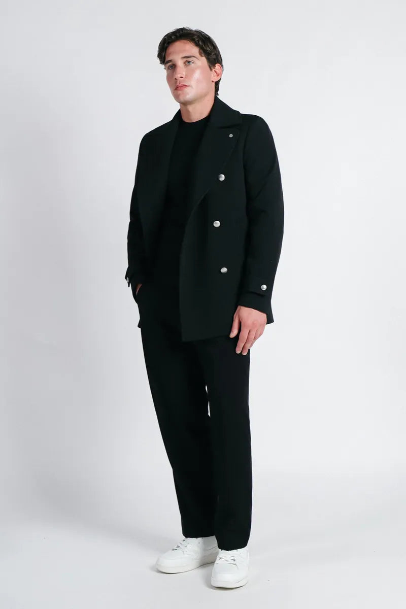 cappotto doppiopetto nero sonny bono, nero, foto 1 di 4