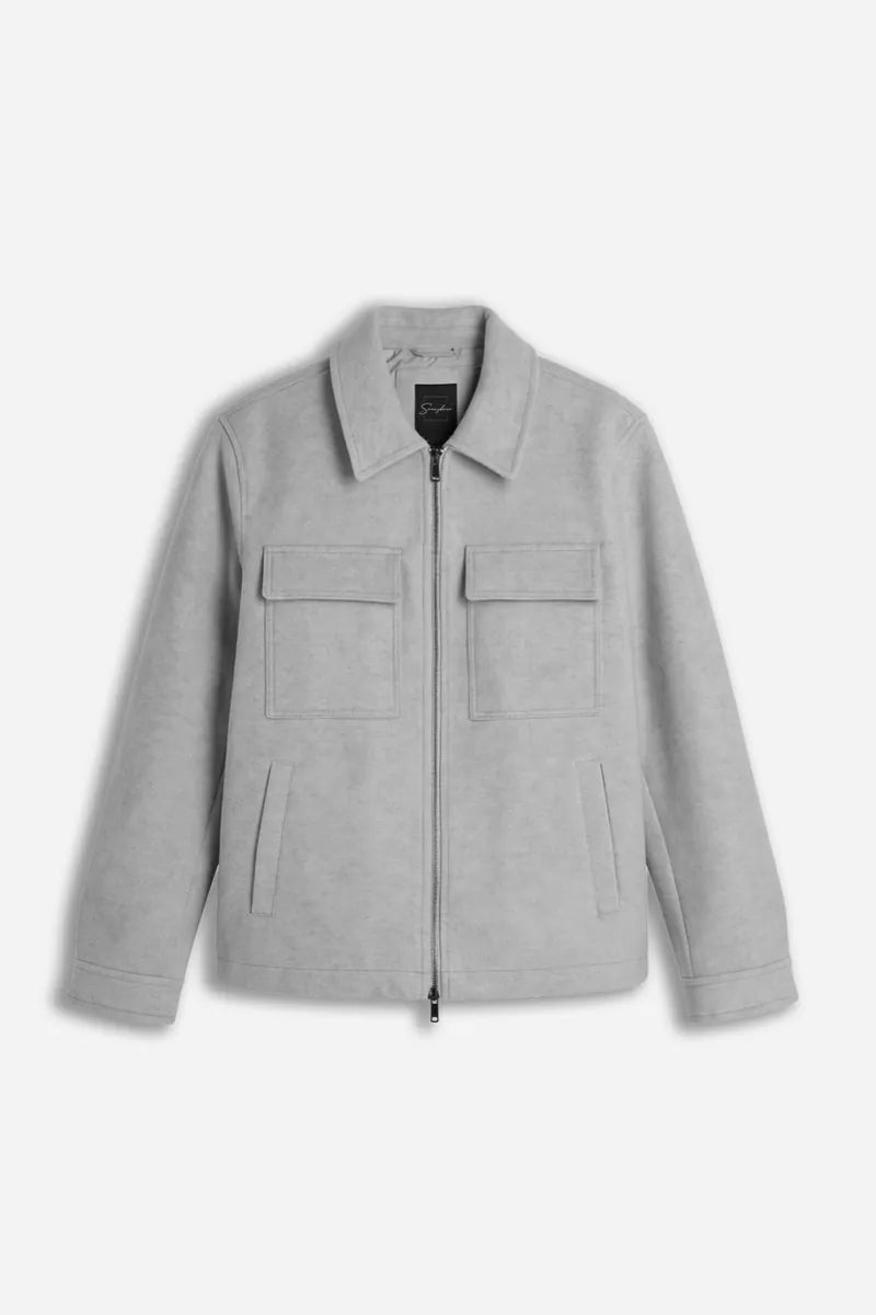 giubbotto dritto con collo a camicia e zip sonny bono, grigio, foto 1 di 4