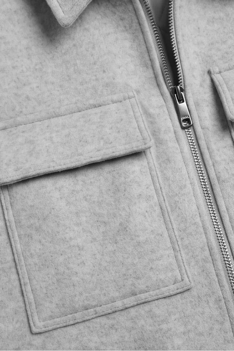 giubbotto dritto con collo a camicia e zip sonny bono, grigio, foto 4 di 4
