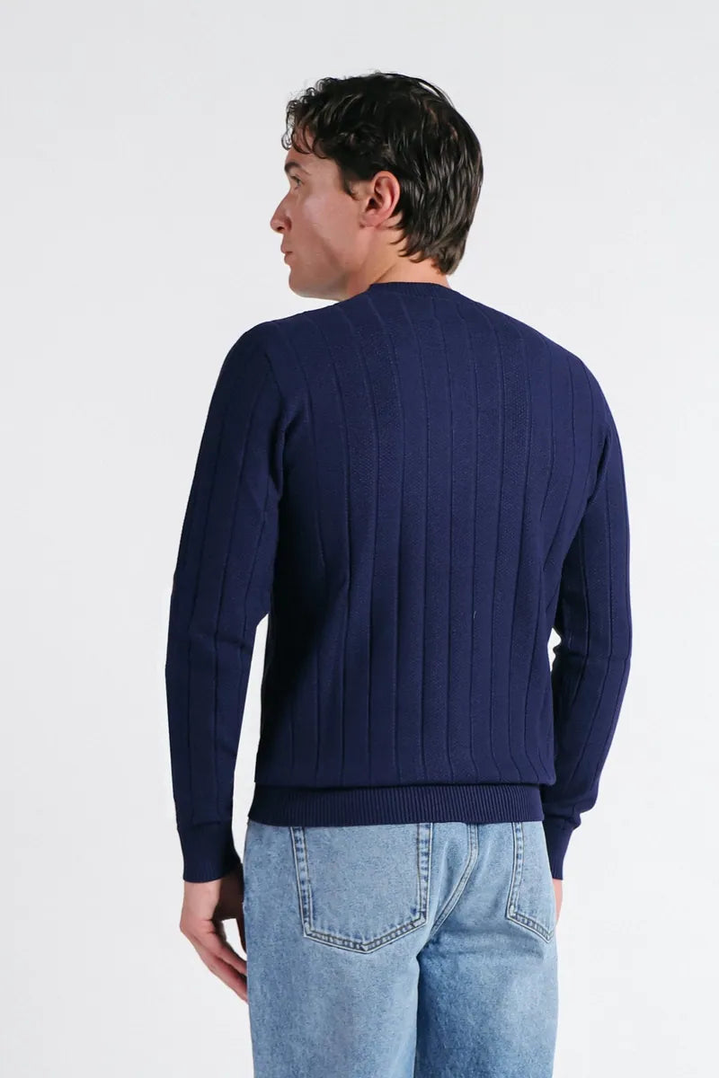 maglia girocollo lavorata sonny bono, cobalto, foto 4 di 4