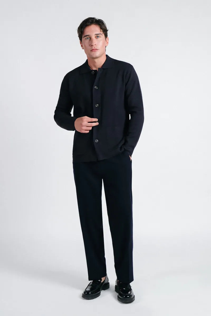maglia overshirt in punto milano sonny bono, blu, foto 1 di 4