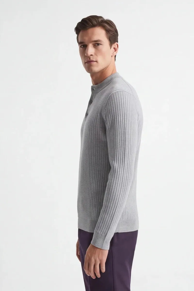 maglia serafino a coste sonny bono, grigio chiaro, foto 4 di 4