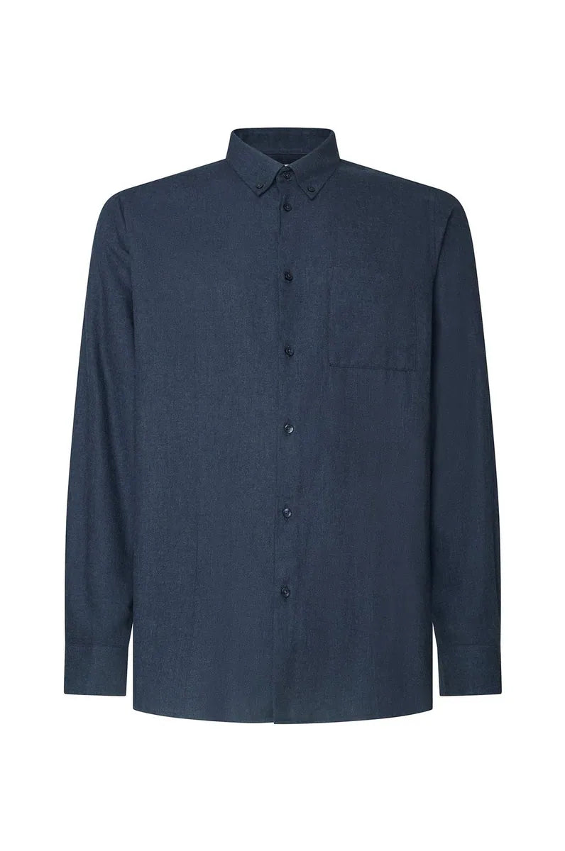 camicia in flanella leggera con taschino sorbino, blu, foto 1 di 2