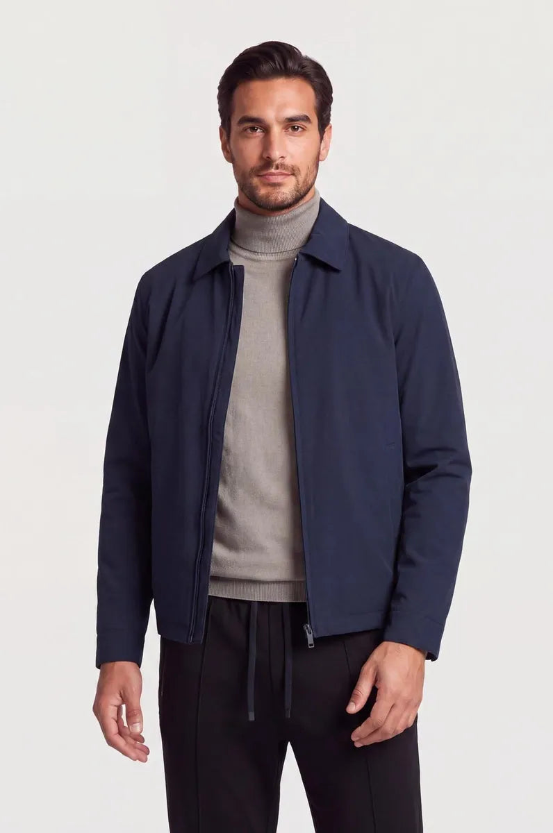 giubbotto imbottito con collo a camicia sorbino, blu navy, foto 1 di 3