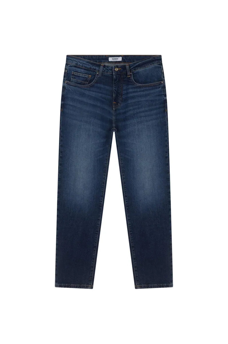 jeans 5 tasche regular fit lavaggio scuro sorbino, blu scuro, foto 1 di 2