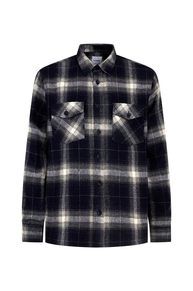 overshirt a quadri con doppia tasca sorbino, blu, foto 1 di 2