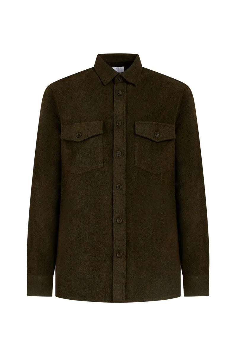 overshirt con doppia tasca sorbino, muschio, foto 1 di 2
