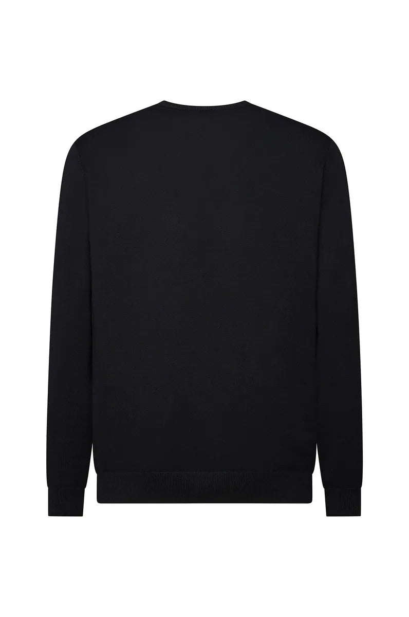 pullover basic con scollo a v sorbino, nero, foto 2 di 2