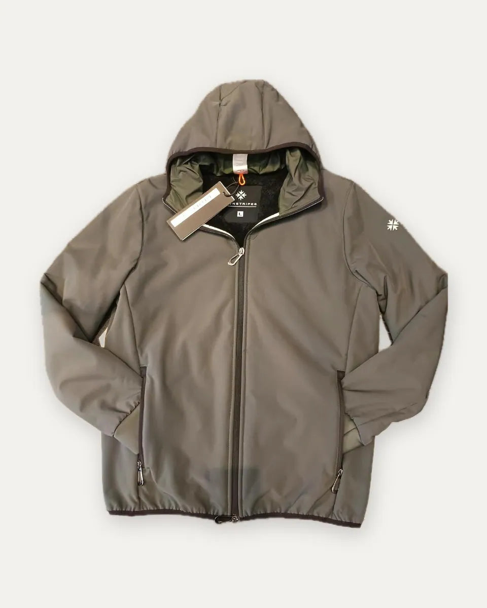 giubbotto softshell con cappuccio sunstripes, verde