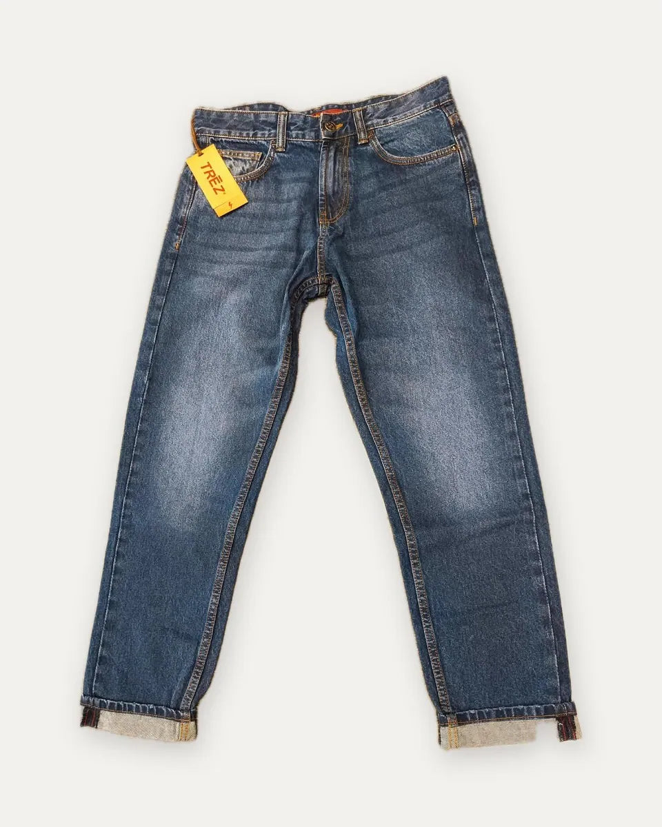 jeans con risvolto trēz, blu