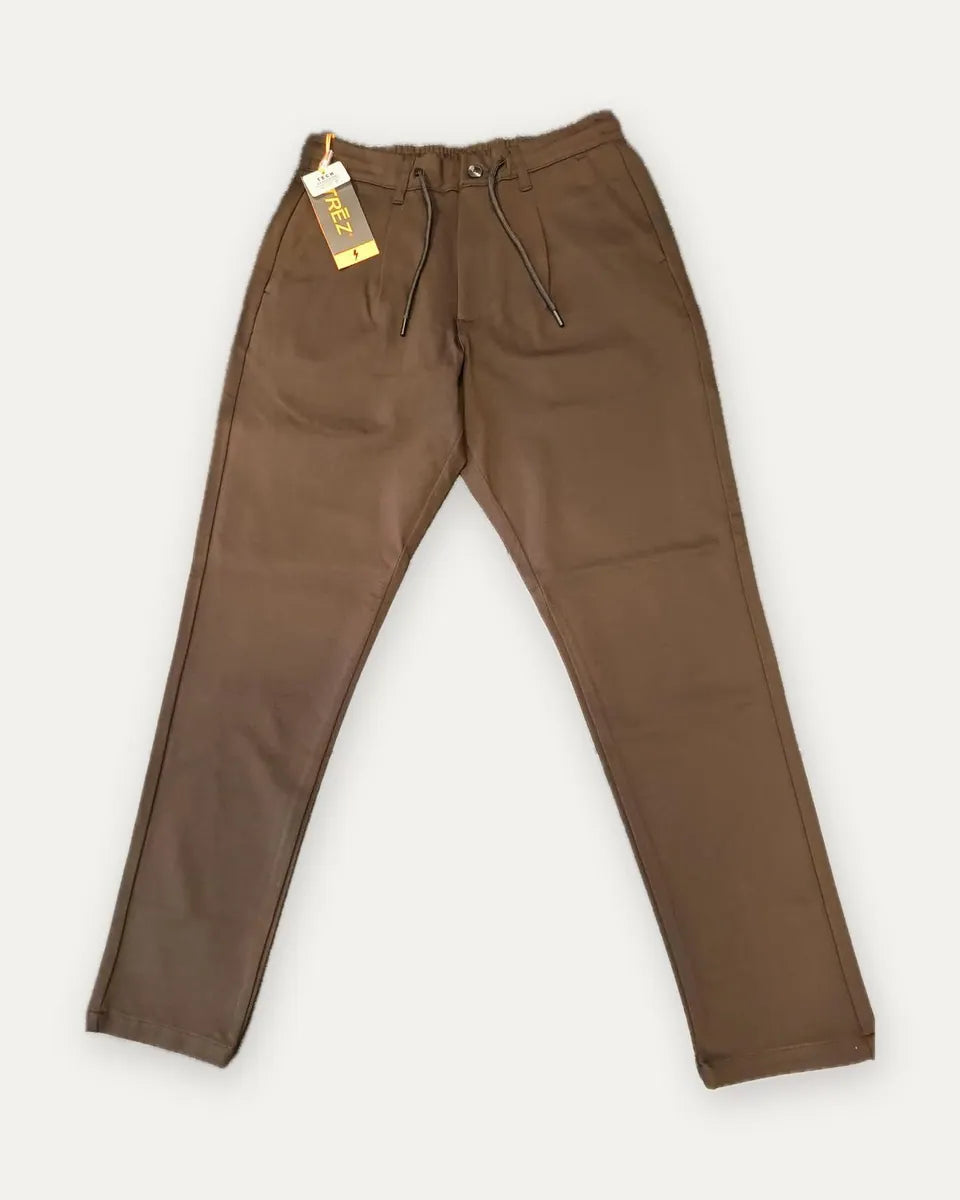 pantalone con pinces e coulisse trēz, marrone
