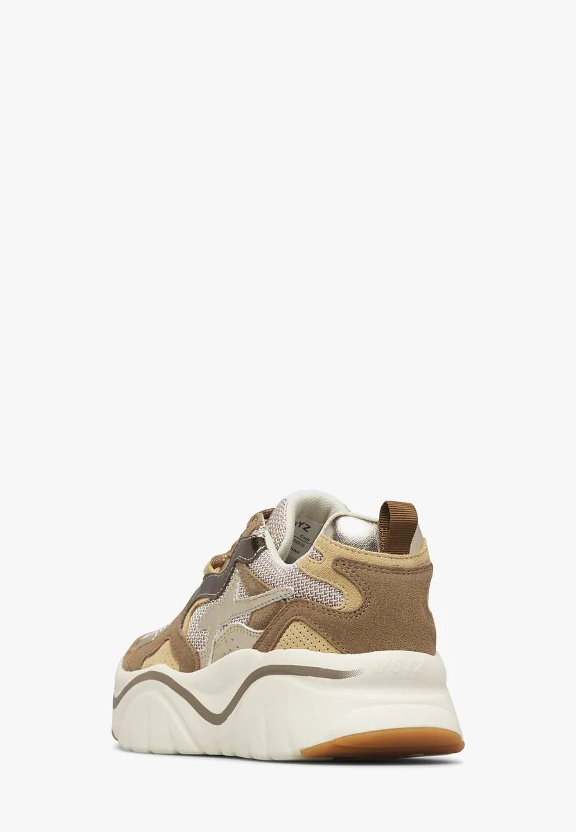 sneaker mia in pelle e tessuto con dettagli oro w6yz, tortora-oro, foto 4 di 4