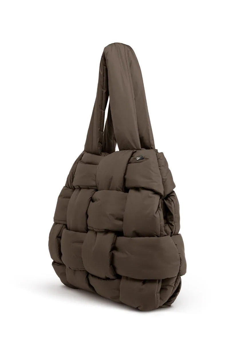 borsa imbottita con trapuntatura a quadri bomboogie, bronzo, foto 2 di 2