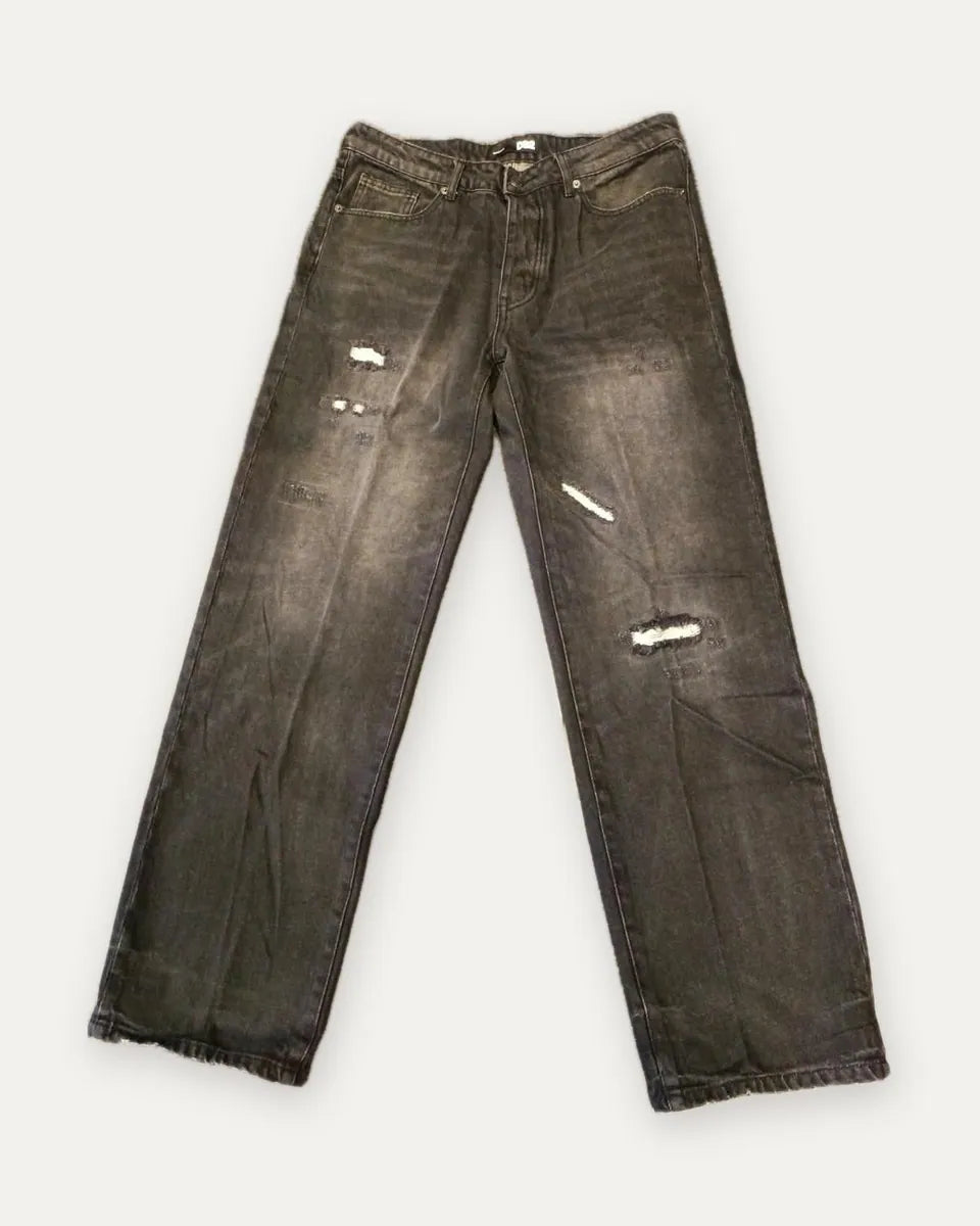 jeans nero slavato con strappi ds2, nero