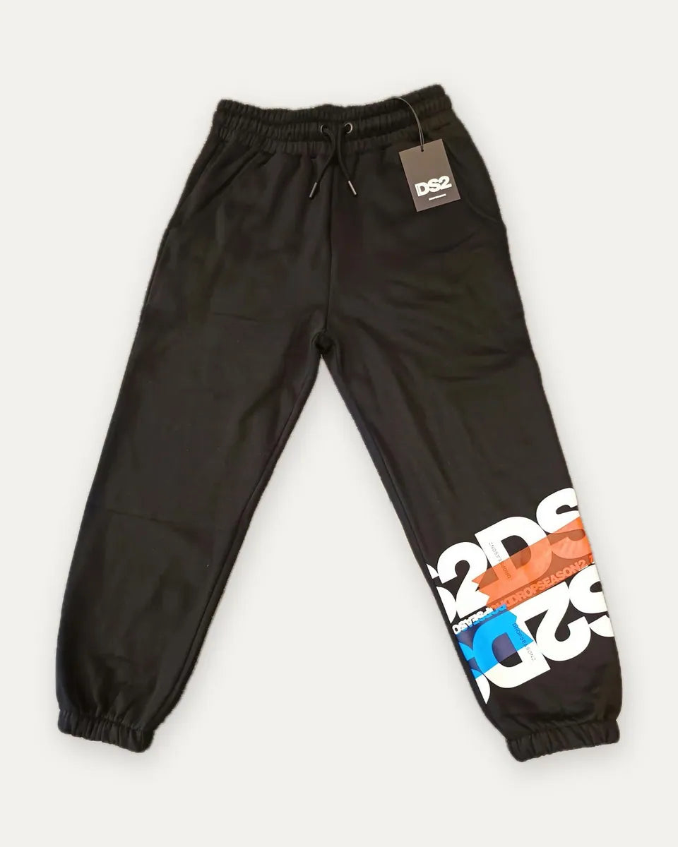 pantalone in felpa con logo sulla gamba ds2, nero