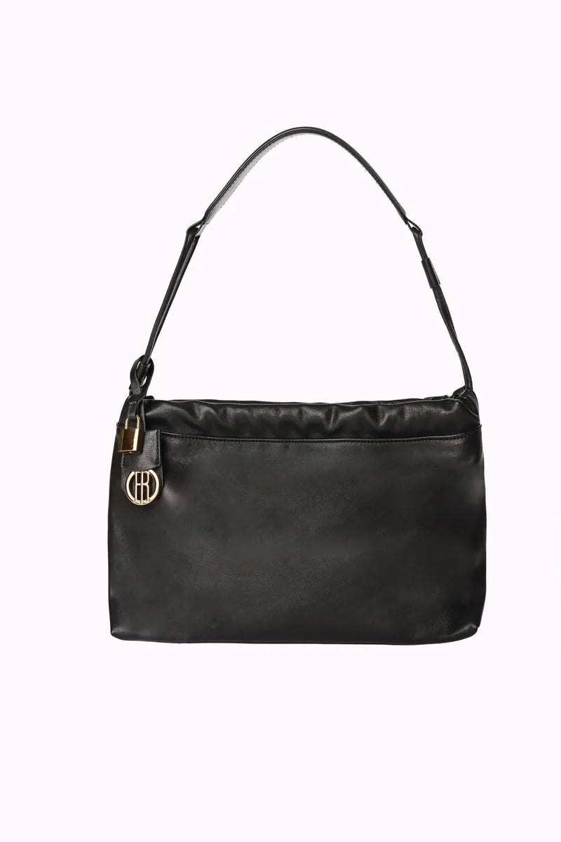 borsa a spalla in finta pelle con coulisse fracomina, nero, foto 1 di 3