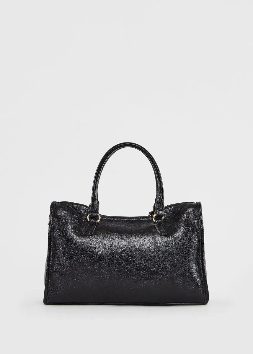 borsa a mano lucida con tracolla gaudì, nero, foto 3 di 3