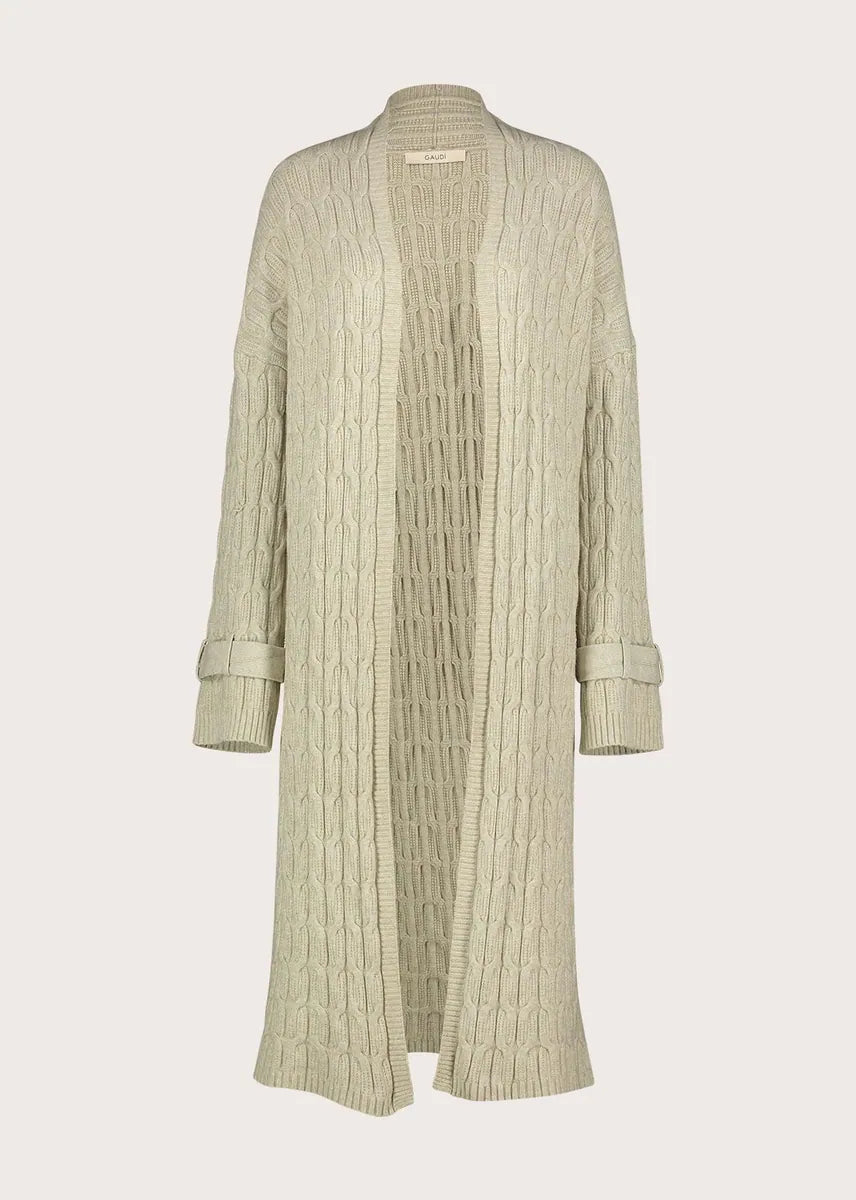cardigan in maglia a trecce gaudì, naturale, foto 1 di 4