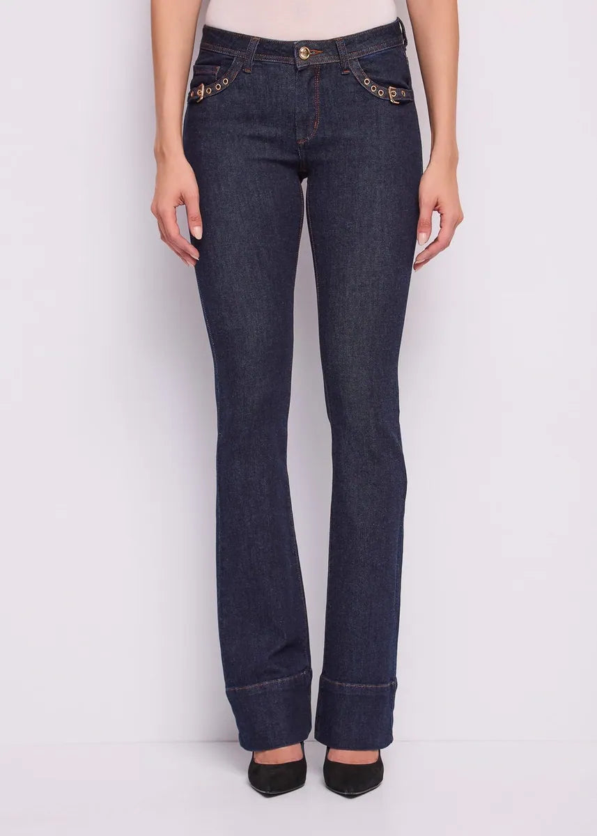 jeans bootcut in cotone elasticizzato gaudì, blu, foto 1 di 4